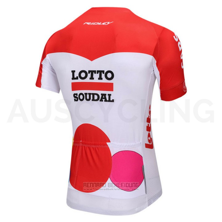 2018 Fahrradbekleidung Lotto Soudal Wei und Rot Trikot Kurzarm und Tragerhose